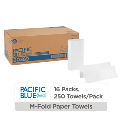 Pacific Blue Select Recycled Multifold Paper Towels, 1-ply, 250 Sheets/Pack, 16 Packs/Carton (20389)