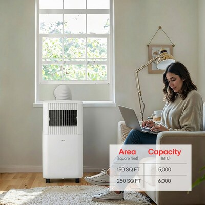 LG 115-Volt 8000 BTU (6000 BTU DOE) Portable Air Conditioner with Remote, White (LP0626PWF)