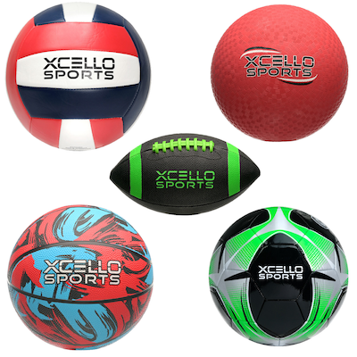 Xcello Sports Multisport 5-Ball Assortment Set, Assorted Colorful Colors (XS-MULTI-5-AST2)