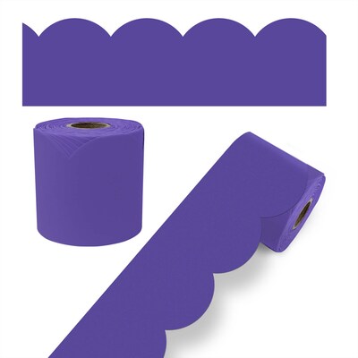 Carson Dellosa Education Rolled Scalloped Bulletin Board Border, 3" x 65', Deep Purple, 3/Bundle (CD-108537-3)