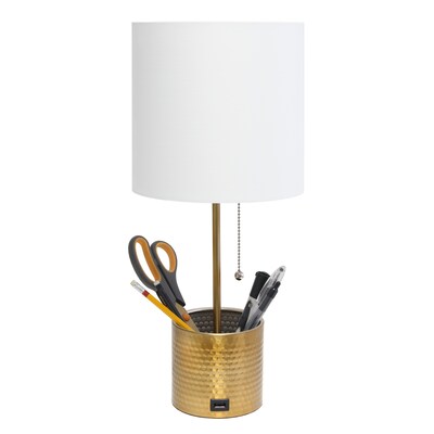 Creekwood Home 18.5" LED Table Lamp with USB Port, Gold (CWT-1007-GL)