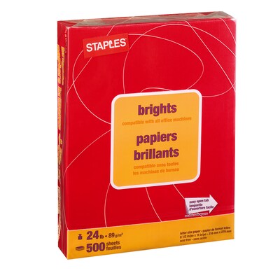 Staples Brights Multipurpose Colored Paper, 20 lbs., 8.5 x 11, Red, 500/Ream (25208)