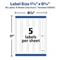 Avery Waterproof Laser Inkjet Wraparound Labels, 1.25" x 9.75", White, 5 Labels/Sheet, 8 Sheets/Pack, 40 Labels/Pack (22845)