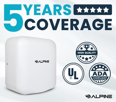 Alpine Industries Hemlock 220V Automatic Hand Dryer, White (400-20-WHI)