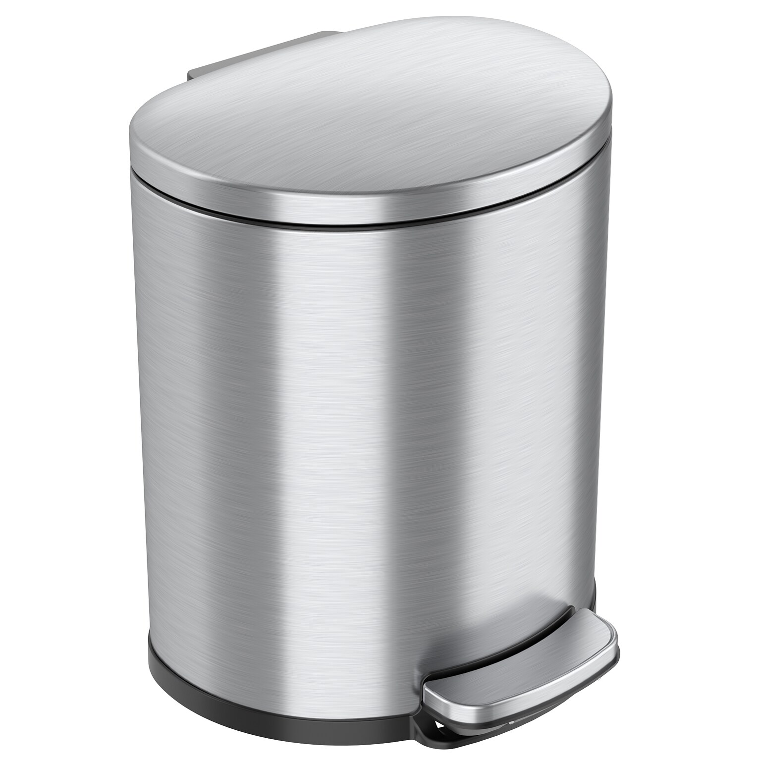 iTouchless SoftStep Semi-Round Stainless Steel Step Trash Can with Hinged Lid, 5.02 Gallon (IP05DSS)