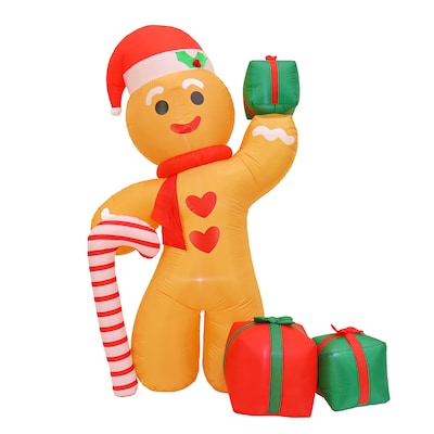 National Tree Company First Traditions Collection 8 ft. Inflatable Blow Up Gingerbread Man (FRT100-JAY10224)