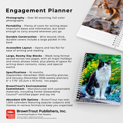 2026 BrownTrout Cat Lovers 6.5" x 7.75" Weekly Planner (9798330702763)