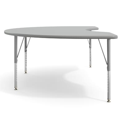 Flash Furniture Wren Kidney Activity Table, 72" x 48", Height Adjustable, Gray Top/Silver Frame (XUA4872KDGYTP)