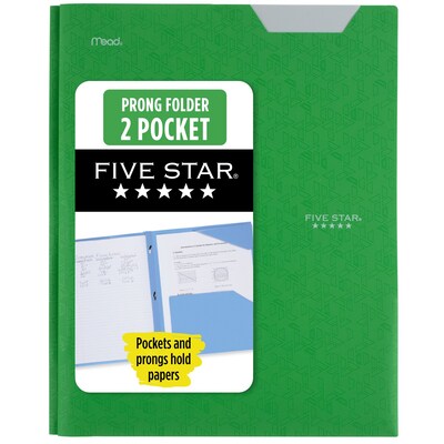 Five Star Stay-Put Plastic 2-Pocket and Prong Folder, Retro Green (340300E)
