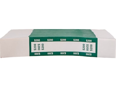 CONTROLTEK $200 Currency Strap, White/Green, 1000/Pack (560017)