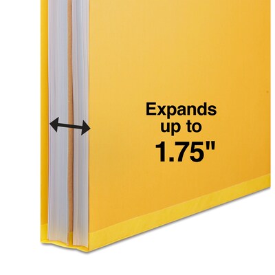 Quill Brand® 2/5-Cut Tab Pressboard Classification File Folders, 1-Partition, 4-Fasteners, Letter, Yellow, 15/Box (746038)