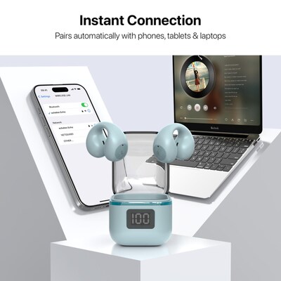 echelon Echo Open Earbuds True Wireless Open-Ear Clip-On Design, IPX5 Water Resistant Blue