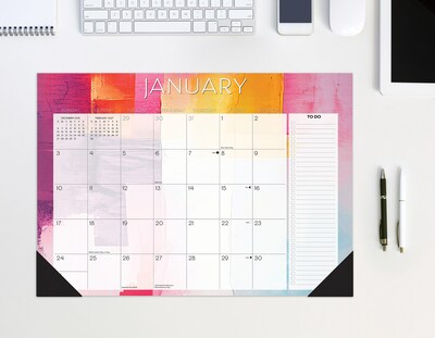 2027 Willow Creek Abstract Art 17" x 12" Monthly Desk Pad Calendar, Assorted Colors (66416)