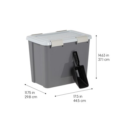 Iris 30-lb, Airtight Dog & Cat Food Container with Scoop, Dark Gray (100148)