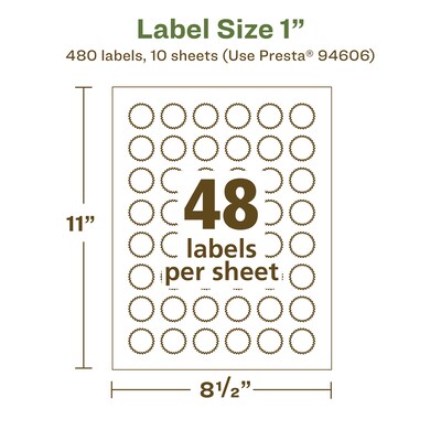 Avery EcoFriendly Laser/Inkjet Burst Multipurpose Labels, 1", White, 480/Pack (94606)