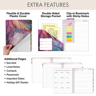2026 Global Printed Products Essential Pro 7" x 9" Weekly & Monthly Planner, Paperboard Cover, Pastel Peacock (ESPRO-CY26-79-61)