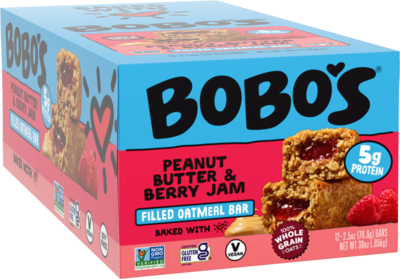 Bobos Stuffd Gluten-Free Peanut Butter & Berry Jam Oat Bar, 2.5 oz., Dozen (130-D)