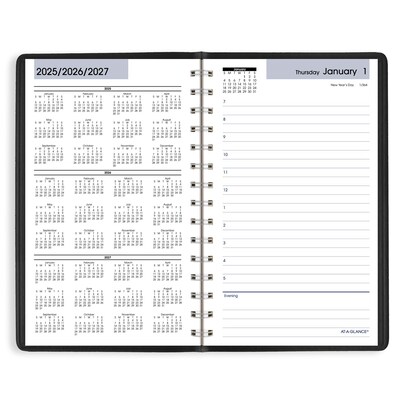 2026 AT-A-GLANCE DayMinder 5" x 8" Daily Appointment Book, Faux Leather Cover, Black (SK44-00-26)