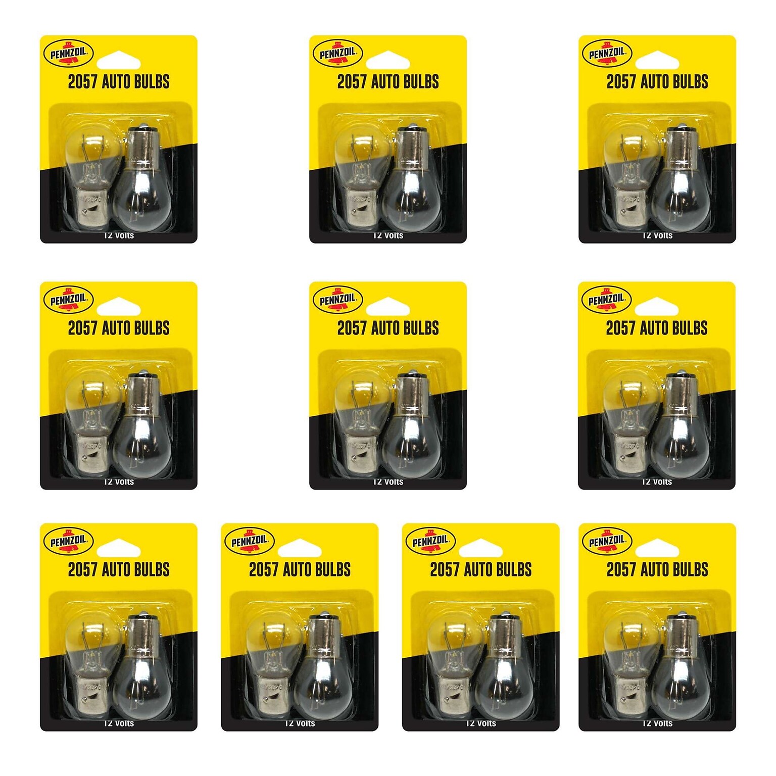 Pennzoil Clear Auto Bulbs, Model #2057, Clear, 2 Bulbs/Pack, 10 Packs/Box, 10 Boxes/Carton (14808)