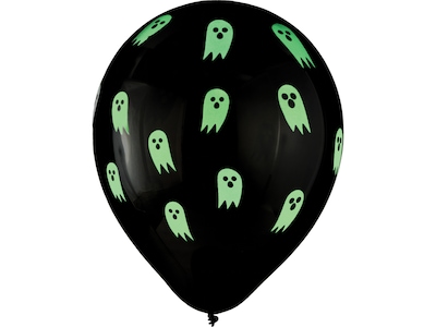 Amscan Ghost Halloween Balloon, Black/Green, 15/Pack, 2 Packs/Carton (111480)