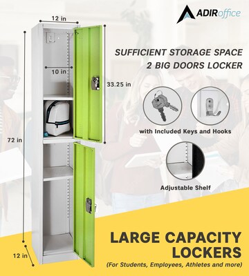 AdirOffice 72'' 2-Tier Green Storage Locker (629-202-GRN)