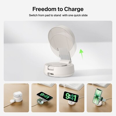 Belkin UltraCharge Pro MagSafe Wireless Charging Station, 25W, 5 ft., Sand (WIZ043TTSD)