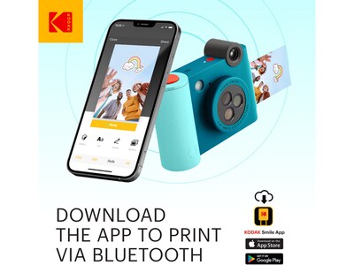 Kodak Smile+ 5 Megapixels Digital Instant Print Camera, Teal/Blue (RODSMPCAMBL)