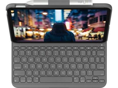 Logitech Slim Folio 10.9 Keyboard Case for iPad 10th Generation Tablet, Oxford Gray (920-011368)