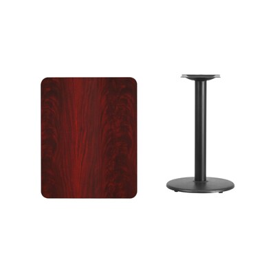 Flash Furniture 24''x30'' Rectangular Laminate Table Top, Mahogany w/18'' Round Table-Height Base