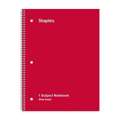 TRU RED™ 1-Subject Notebook, 8 x 10.5, Wide Ruled, 70 Sheets, Red (TR24007)