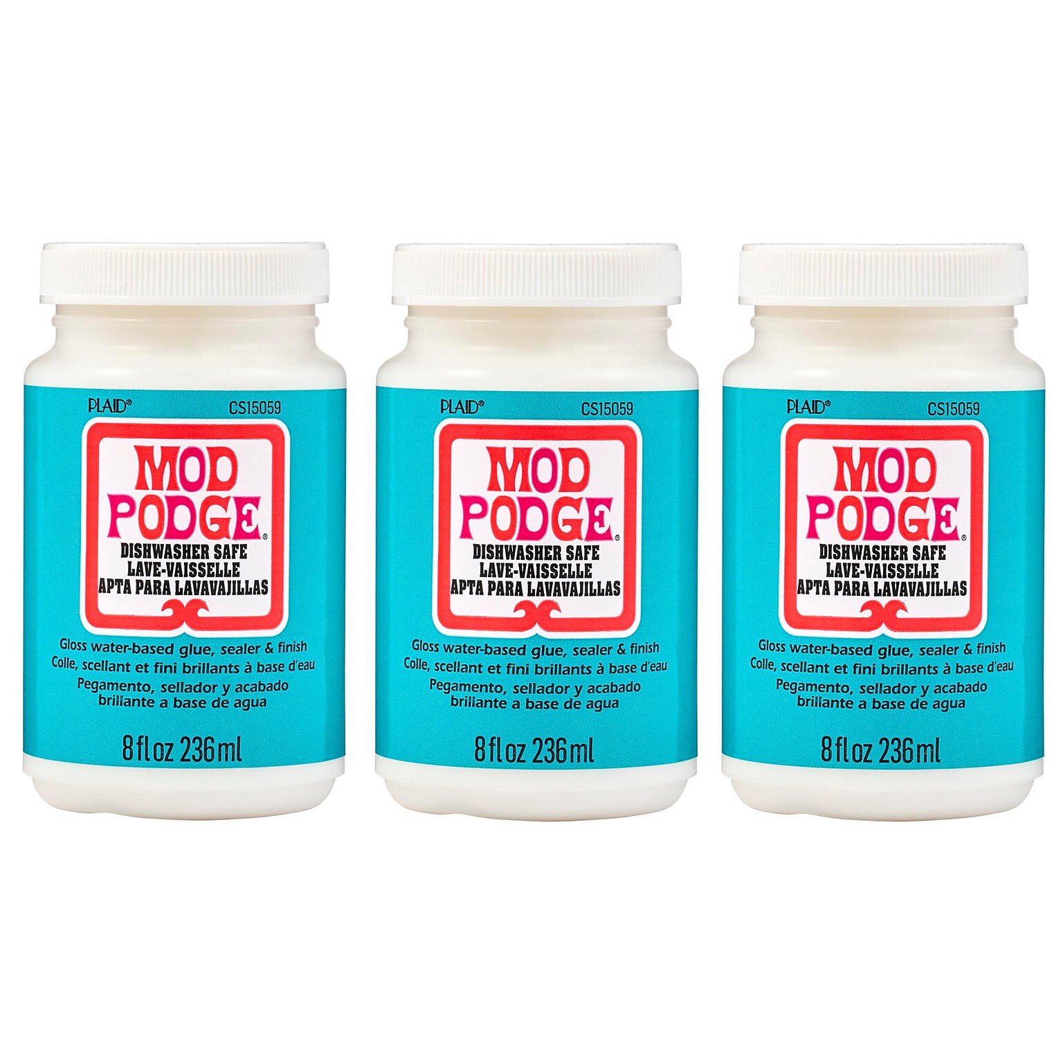 Mod Podge Decoupage Glue, Gloss, 8oz., 3/Pack (MODCS15059-3)