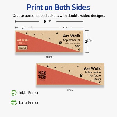 Avery Integrated Cards, 2-3/4" x 8-1/2", Matte Kraft Brown, 40/Pack (95332)