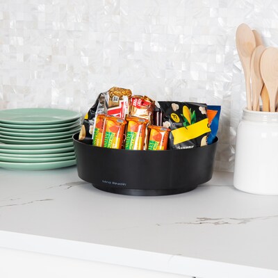 Mind Reader Plastic 4-Compartment Snack Carousel Organizer Snack Tray, Black (LAZSNACK-BLK)