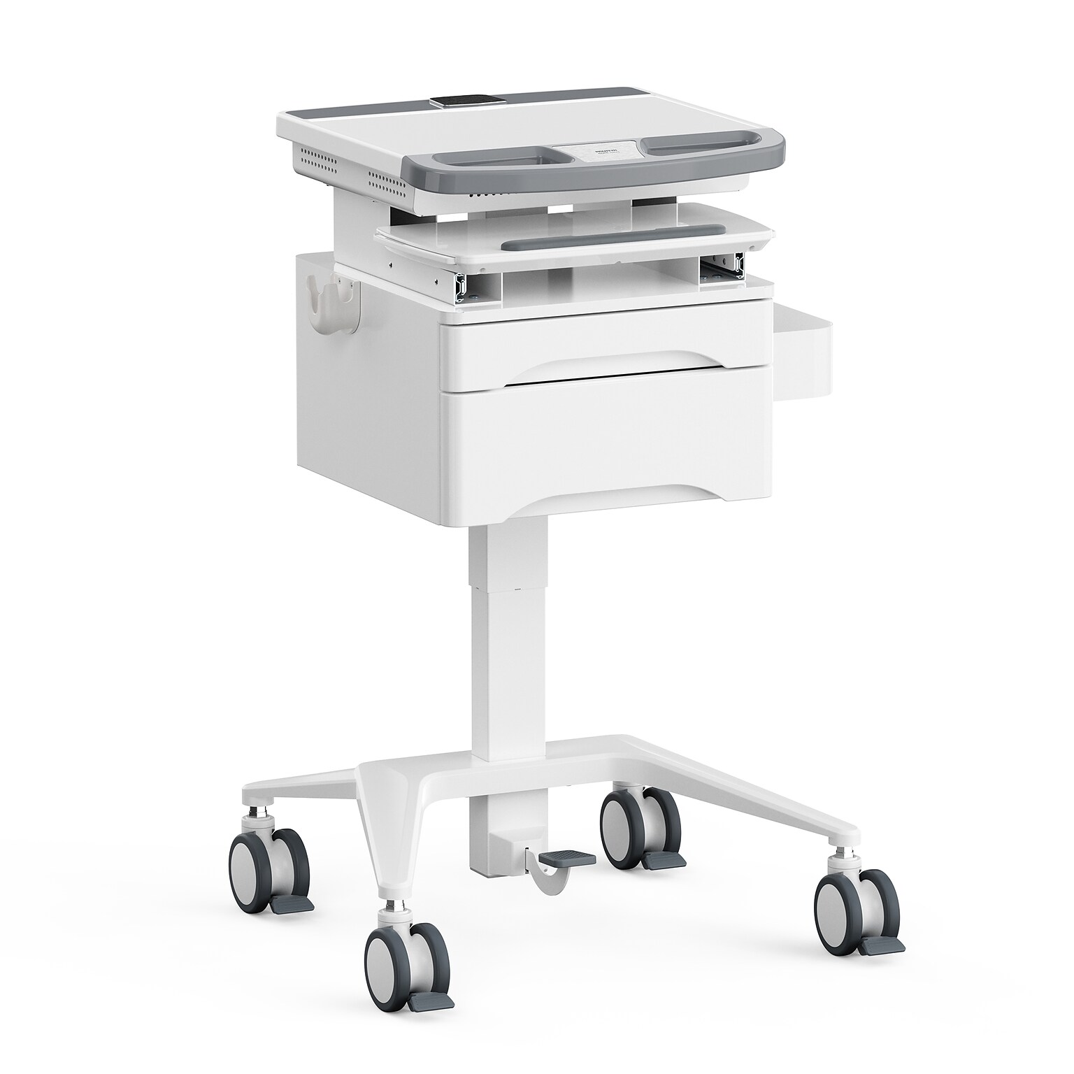 Mount-It! MedHub Mobile Medical Cart Workstation with Drawers and Locking Caster Wheels, White/Grey (MI-16004)