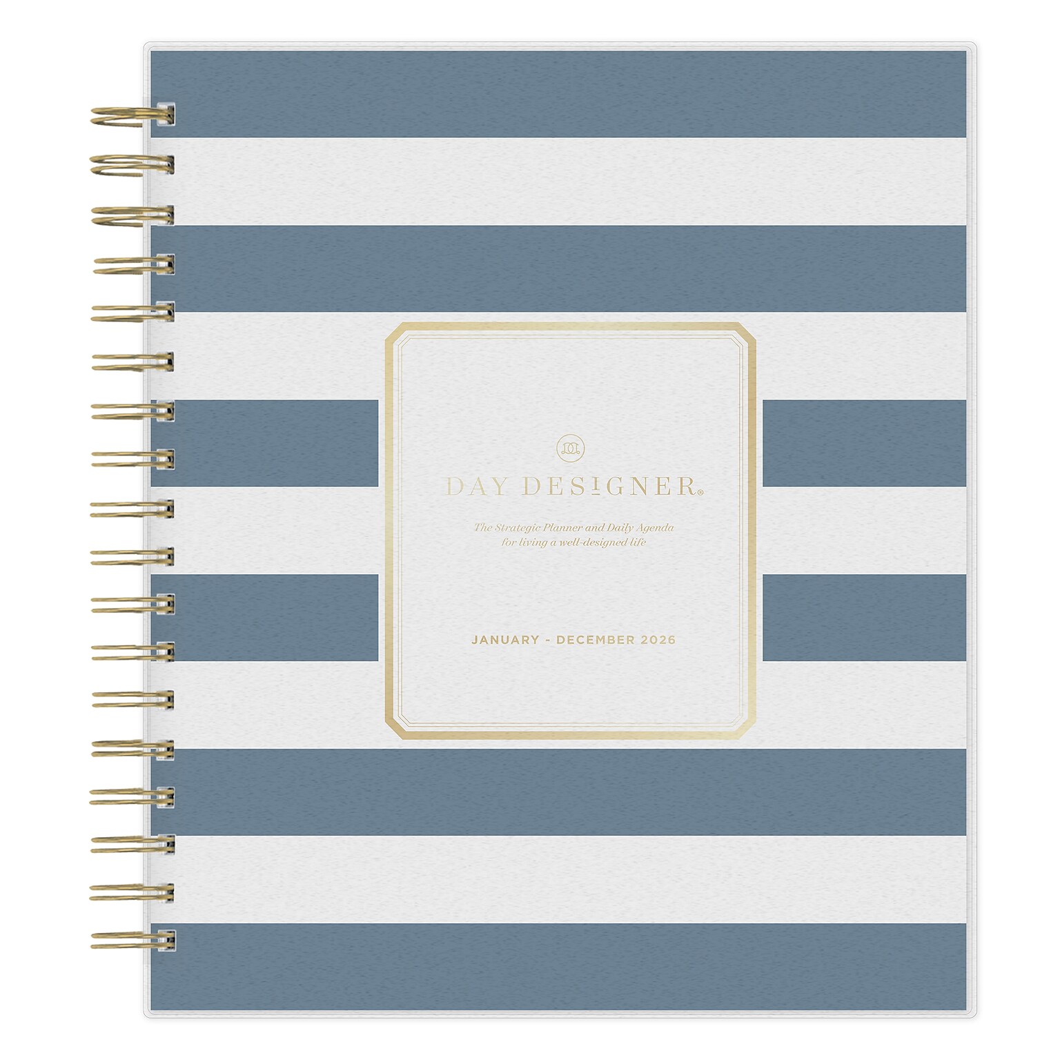 2026 Blue Sky Rugby Stripe Navy Frosted 8 x 10 Daily & Monthly Personal Planner (142098-26)