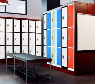 AdirOffice 72'' 3-Tier Black and White Storage Locker (ADI629-203-B-W)