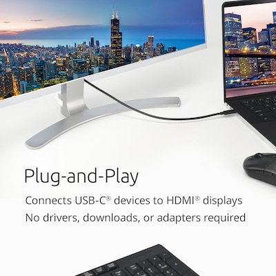 Kensington 6 ft. HDMI to USB C Video Cable, Male to Male, Black (K38343WW)