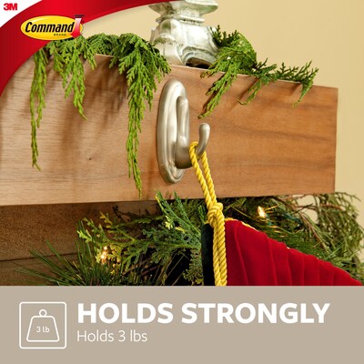 Command Medium Hook, 3lb., Brushed Nickel (17051BN-ES)