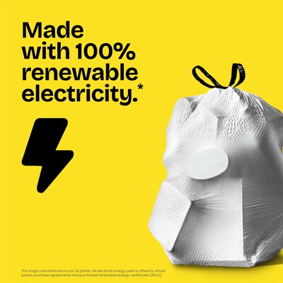 Glad with Clorox Medium 8 Gallon Drawstring Kitchen Trash Bag, Lemon Fresh Bleach Scent, 26 Total Bags (79316)
