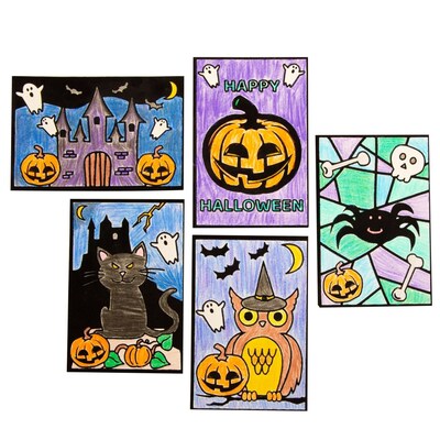 S&S Fall & Halloween Velvet Art Mini Posters, 4" x 6", 100/Pack (PS1469)