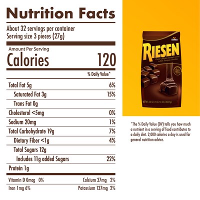 Riesen Chewy Caramel Dark Chocolate Pieces, 30 oz. (SUL398052)