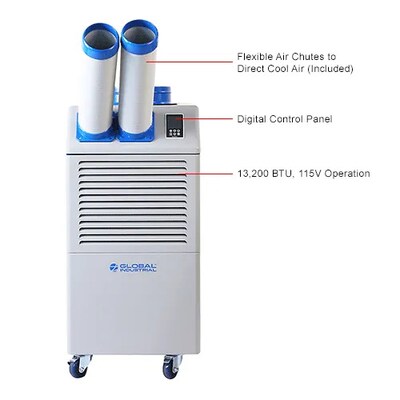 Global Industrial Portable Air Conditioner w/ Cold Air Nozzles, 1.1 Ton, 13,200 BTU, 115V (292660)