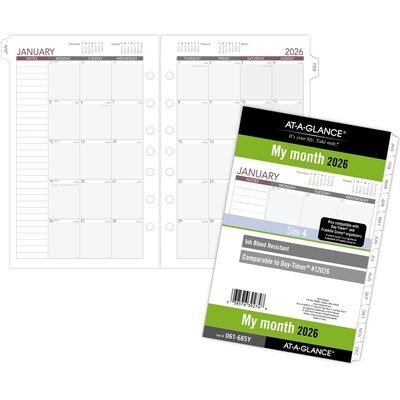 2026 AT-A-GLANCE 5.5 x 8.5 Monthly Refill Pages Pages, White/Gray (061-685Y-26)