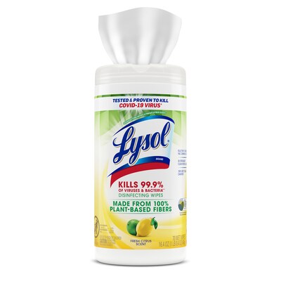 Lysol Disinfecting Wipes, Fresh Citrus Scent, 70 Wipes/Pack (1920049128)