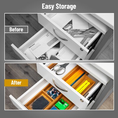 Mind Reader 5-Piece Drawer Organizer Set, Brown (DRORGBM5-BRN)