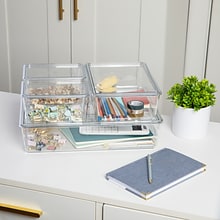 Martha Stewart Brody Stackable Plastic Storage Organizer, Clear, 4/Set (GSBAS4CLR)