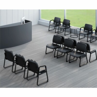 Lorell Deluxe Leather Guest Chair with Sled Base, Black (LLR84597)