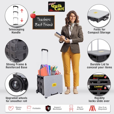 Dbest Original Quik Cart Collapsible Rolling Crate, Grey (01-760MB)