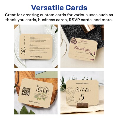 Avery Integrated Cards, 4.25" x 5.5", Matte Kraft Brown, 20/Pack (95278)