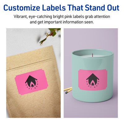 Avery Laser/Inkjet Rectangle Scalloped Multipurpose Labels, 2" x 3", Bright Pink, 320/Pack (94267)